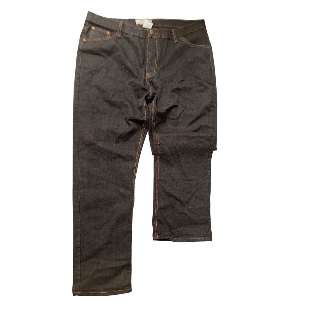 Nevada Mens Dark Wash Straight Leg Jeans Indigo Orange Contrast Stitch 40x32